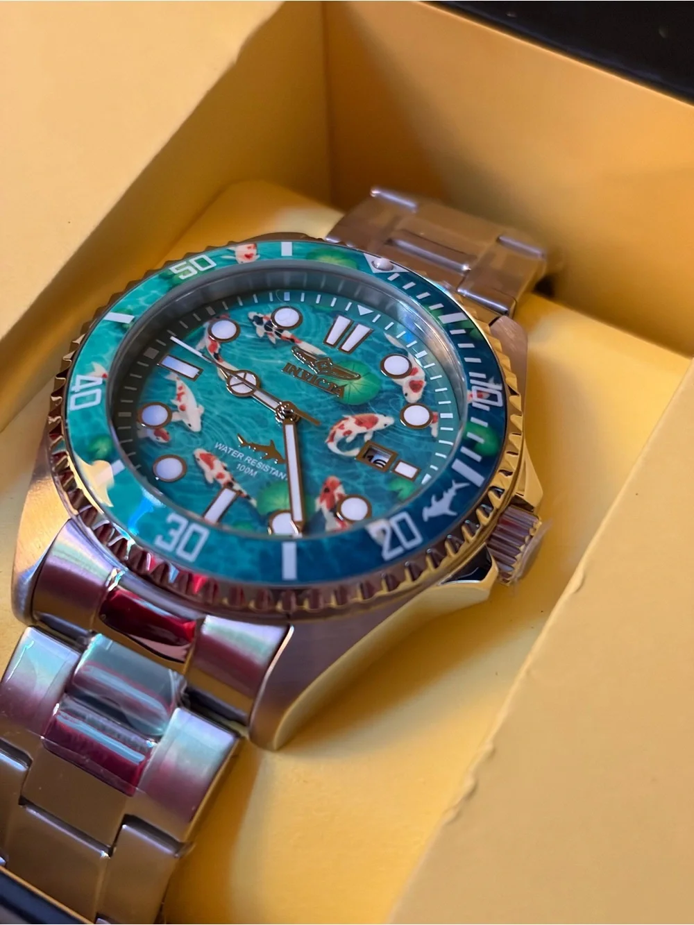 Invicta Pro Diver Visions from Above- Mens 43MM Luxury Koi Fish Pond Peace Watch